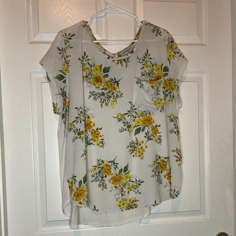 White Floral Flowy Blouse